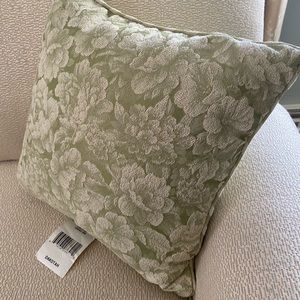 Green floral/striped pillow
